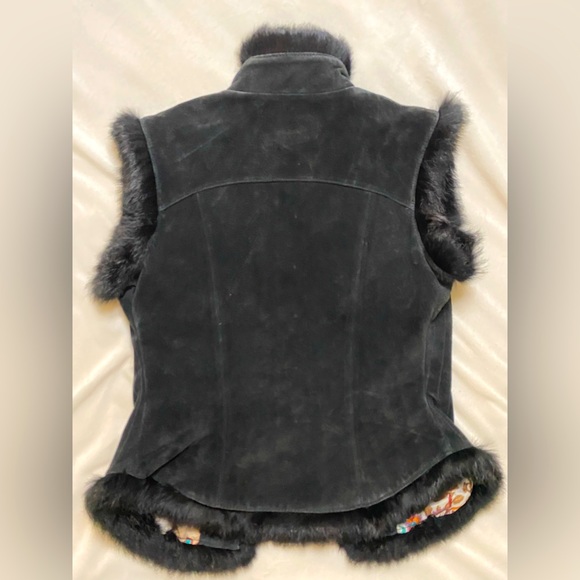 Georgiou studio leather fur embroidered vest - Picture 4 of 11